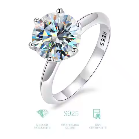 TY 0.5-3CT Moissanite 925 Sterling Silver Wedding Ring For Women Men Shining Moissanite D VVS1 Ring 