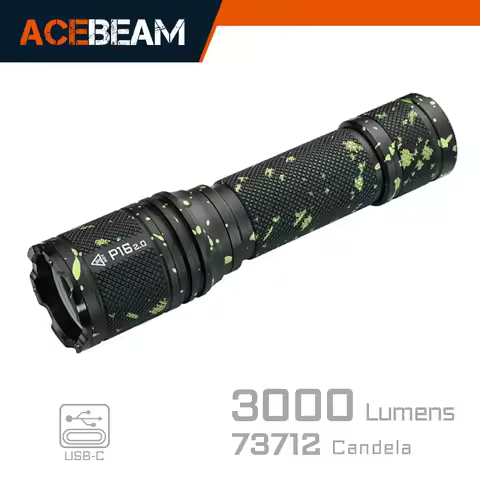 ACEBEAM Tactical Flashlight P16 2.0 Rechargeable Powerful LED Torch Self Defense Strobe Mode Wide Vo