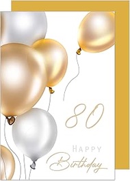Edition Seidel Premium 80th Birthday Card with Envelope. Birthday Card Greeting Card Billet Balloons