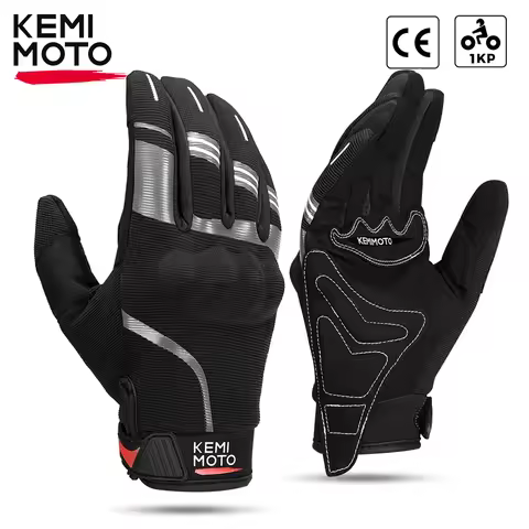 KEMIMOTO Summer Motorcycle Gloves CE 1KP Hard Knuckle Riding Gloves Touchscreen For BMW R1200GS R125
