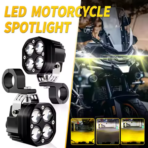 Led Auxiliary Headlights For Motorcycle Dual Color Fog Lamp For YAMAHA YZF FZ6 R1 R3 R6 R15 R25 MT07