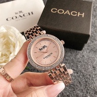 Fashion Women Coach Delancey Rhinestones Quatz Watches Ladies Luxury Stainless Quartz Wristwatches