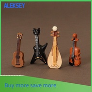 FASHION ALEKSEY 4pcs/set 1:12 Dollhouse Classical Guitar Mini Resin Pipa Violin High Quality Simulation Instrument OB11/Miniature Dollhouse Decorations