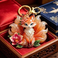 ✨Anime Style Enamel Color Premium Nine-Tailed Fox Pendant Keychain Portable Bag Pendant Unisex Keych