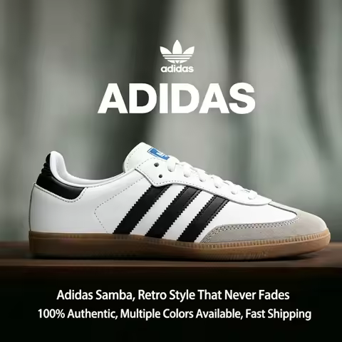 Adidas Trefoil Classic Retro Samba OG Shoes, Unisex Low Top Trendy Daily Sneakers B75806