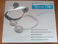 Wearable Sports Fan，懶人風扇，頸掛式風扇，掛脖雙風扇，USB充電，白色