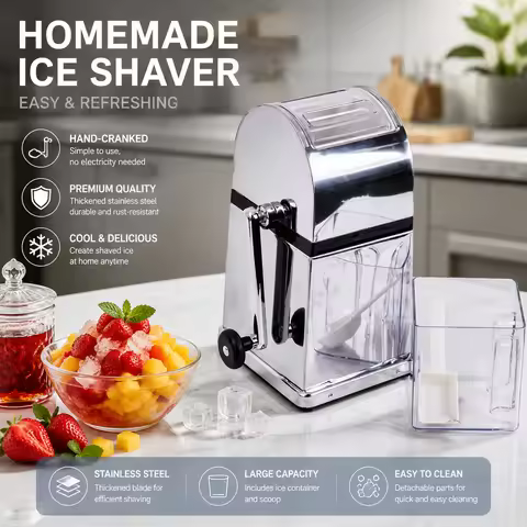 16.5x15x27.5CM Small Household Street Shaved Ice Manual Handle Stainless Steel Shaved Ice Cube Crush