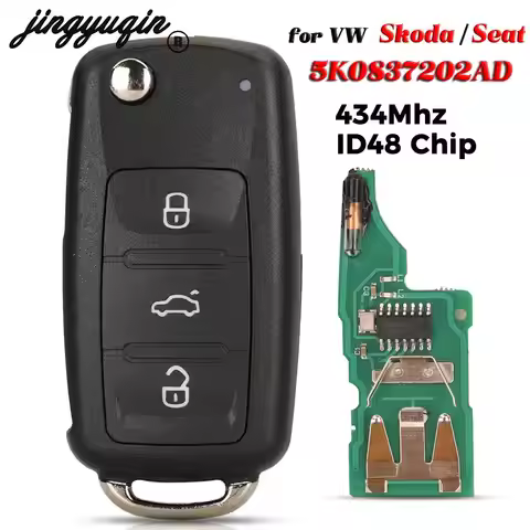 jingyuqin 5K0 837 202 AD Remote Key 434MHz id48 for VW Golf Mk6 Estate Caddy Eos Jetta Polo Scirocco