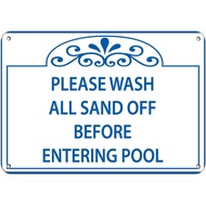 ZMKDLL Please Wash All Sand Off Before Entering Pool Signs Metal Sign,12x8 Inches