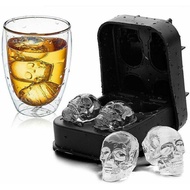 SkullIceCubeTray,4-Cavity3DMoldforWhiskey,Cocktails&Juices,FlexibleIceMakerforHalloween&Christmas,Ea