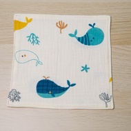 深藍鯨魚 正方形手帕/幼兒園手帕夾/兒童手帕/口水巾/手作手帕