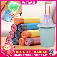READY STOCK💝 WRIMO Automatic Closing Tie Garbage Bag Drawstring Easy Pull Cleaning Trash Bags Dustbi