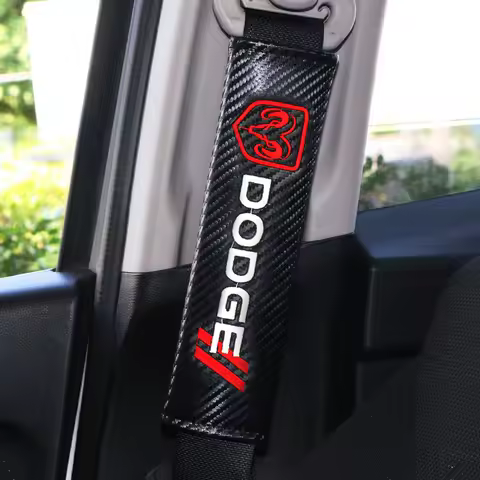 2PCS Car Logo Safety Belt Covers Seat Belt Case Embroidery for Dodge journey SRT Charger Hellcat Cha