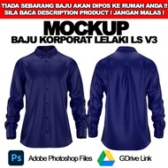 Baju Korporat Lelaki Long Sleeve V3 Mockup for Photoshop (PSD File)