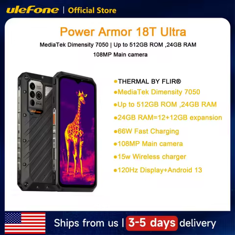Ulefone Power Armor 18T Ultra 5G Rugged Phone 512GB ROM +24GB RAM Thermal Imaging Camera THERMAL BY 
