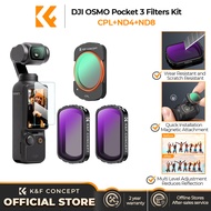 K & F khái niệm DJI Osmo bỏ túi 3 kính lọc máy ảnh chuyển động (CPL + ND4 + ND8) 3 Bộ Bộ lọc
