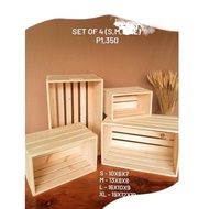 【COD5】 SET OFWOODEN CRATE BOX good quality palochina wood (smlxl)