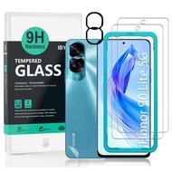 IBYWIND Tempered Glass Screen Protector For Honor 90 Lite 5G(2Pcs),1 Camera Lens Protector,1 Backing Carbon Fiber Film,Easy Install