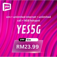 YES 5G UNLIMITED INTERNET UNLIMITED CALL 9GB HOTSPOT SIM CARD VALID 30DAYS SIMKAD MURAH YES 5G MURAH