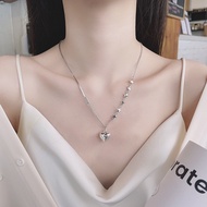 481LMZFSILVER Fashion Trendy Simple Retro Silver 925 Love Star Smooth Heart Pendant Necklace For Women Charm Jewelry Accessories