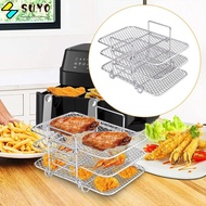 SUYO Dehydrator Rack, Multi-Layer Stainless Steel Air Fryer Rack,  Stackable Cooker Three-Layer Basket Kitchen Gadgets