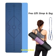 2 Colours Non-Slip TPE Yoga Mat with Alignment Lines