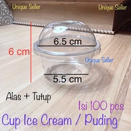 [Isi100] Mini Pudding Ice Cream Cup 6.5 cm / Cup Mochi Cake Bread Ice Cream Jelly Pudding Inaco 6.5c