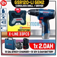 GSR120-LI CORDLESS DRILL (SINGLE BATTERY PACK) C/W X-LINE 33PCS OR X-LINE 38PCS SCREWDRIVER & DRILL 