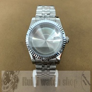 Kính Saphia vỏ thép không gỉ Dây đeo Răng Nanh mẫu nhẫn 36mm/39mm cho nh35 nh36 đồng hồ chuyển động