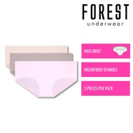 Forest Seluar Dalam Perempuan | Forest Ladies Microfibre Maxi Brief Underwear Assorted Colours (3 Pc
