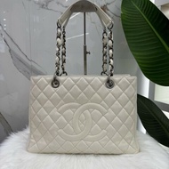 Chanel香奈兒 米白色荔枝牛皮GST托特 肩背包