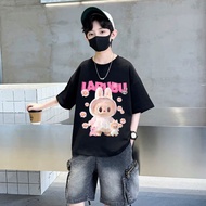 LABUBU New 2-14y Big Children Cotton Kids Boys Girls Unisex T-shirt Round Neck Tees456 100-150CM