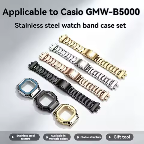 GMW-B5000 Stainless Steel Mod Kit | Metal Case Bezel Bracelet for Casio G-Shock 3459 GMWB5000 | Men'
