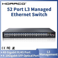 HORACO 52 Port L3 Managed Ethernet Switch 10G Uplink SFP Network Switcher 48 Port Gigabit Management