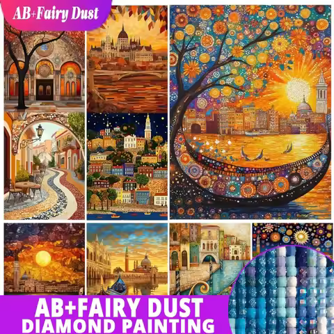 AB Fairy Dust Mosaic Kerry's Town 5D DIY Diamond Painting Cross Stitch Kit Full Square/Rhinestone Ho