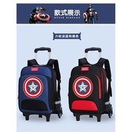 【READY STOCK】 6 Wheels AvengersTrolley Luggage Bag Rolling Backpack Trolley School Bags Beg Sekolah Roda Budak