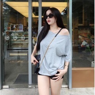 Women's basic loose off-the-shoulder t-shirt, luxurious 119.items