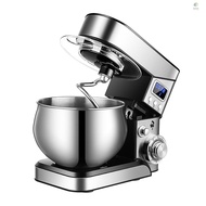 FLM Cook Machine Household Mini Dough Mixer 6 Speed Super Large Digital Display LCD 5L Stainless Steel Bowl Noise Small Automatic Kneading Mixer Electric Egg Beater