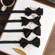 2025 Premium Design Tali Leher Factory Premium Goods Foreign Order Pearlescent Pure Black Bow Tie Hi