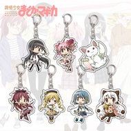 Puella Magi Madoka Magica Anime Keychain Women Kaname Madoka Akemi Homura Acrylic Key Chain Man Key Ring Cute Bag Pendant Gift