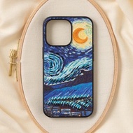 立體刺繡手機殼 iPhone 13 PRO PU合成皮革 梵谷x星夜