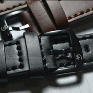 HITAM Alexandre Christie Black And Brown Thick Leather Watch Strap