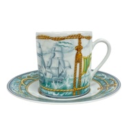 【二手】愛馬仕 PACHWORK Gust 圖案茶杯碟套裝（藍色）