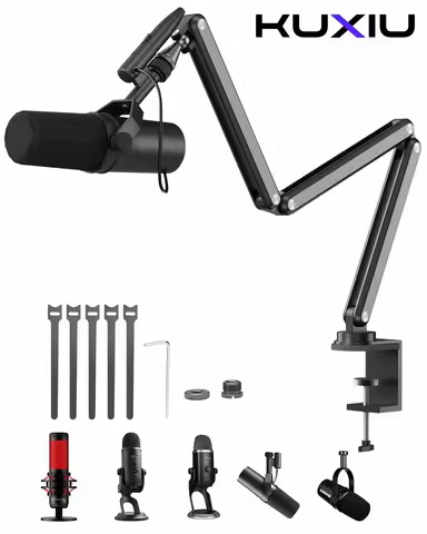 KUXIU Aluminium Microphone Stand Boom Arm for RODE Mic/Shure Mic,for for Desktop Podcasting,Recordin