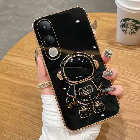 for VIVO V50 Lite Pro 5G Astronaut Holder Plating Case For VIVO V50 Pro Y19S Pro Lite 5G Silicone St