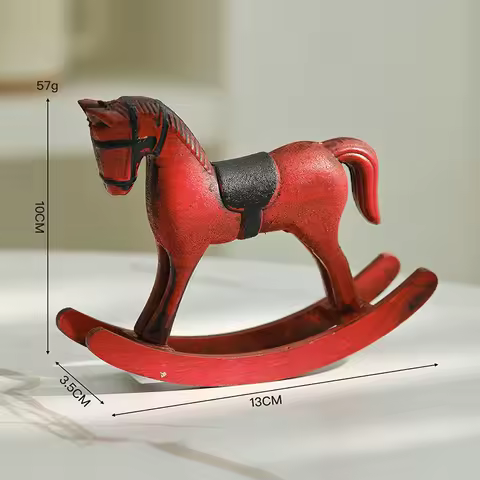 Nordic Retro Wooden Rocking Horse Desk Decor Balance Art Adornment Miniature Rocking Horse Decor Orn