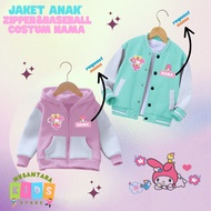 (NEW) BASEBALL JACKETS AND ZIPPER CAN REQUEST NAMES OF MELODY GIRLS FROM 2-12 YEARS AGE
