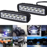 Car Motorcycle LED Light Flat Word 6 Lights with Lens 18W Large View Headlights Inspection Headlight