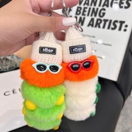 keyboard keychain capybara [Cute Caterpillar] Loket gantungan kunci kereta bulu kelinci rex dalam ha