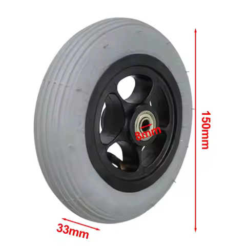 Electric Wheelchair Front Wheel 6 Inch Gray Tire Compatible with For Ottobock Models Rubber Metal Co